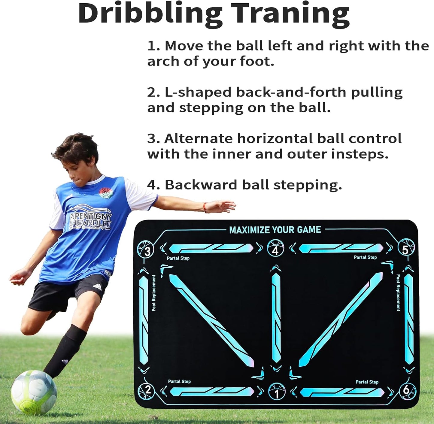 Ultimate Soccer Skill Mat with Numbered Grid & Juggling Cord