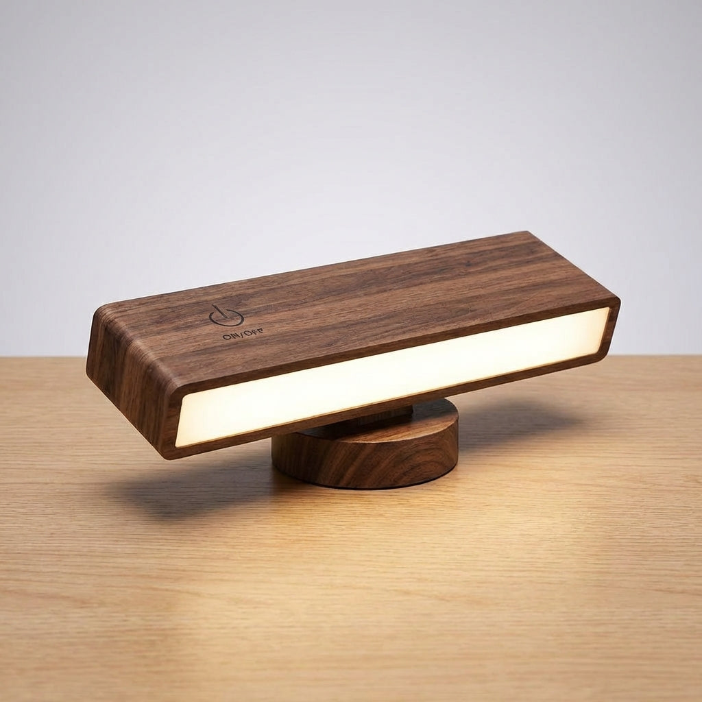 Touch Control LED Lamp with 360 Degree Rotation - Warm Wood Design