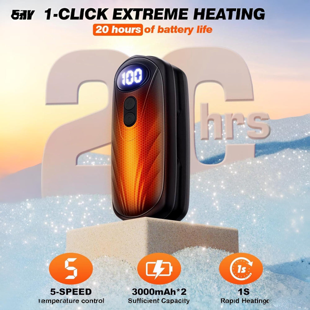 LED Display Rechargeable Hand Warmers Set | Instant Outdoor Heat