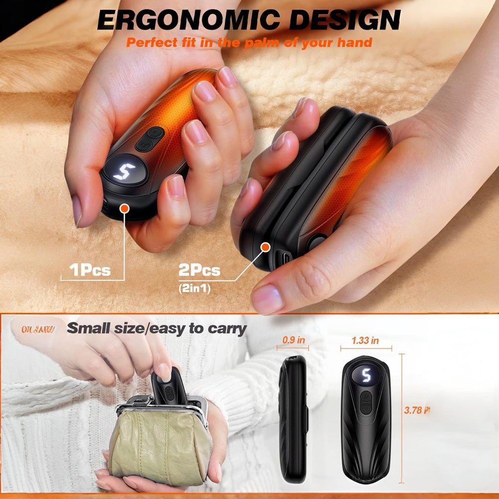 LED Display Rechargeable Hand Warmers Set | Instant Outdoor Heat