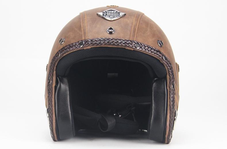 Open Face Vintage Motorcycle Helmet with Goggles | Retro Rider Protection