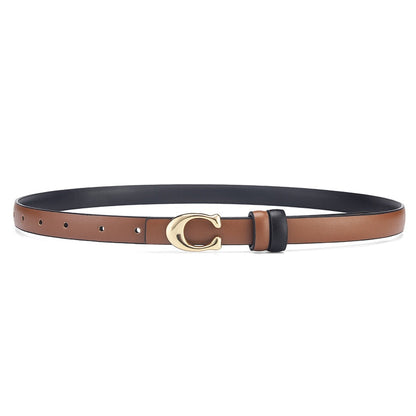 Dual Color Slim Belt with Detachable C-Buckle – Reversible Style