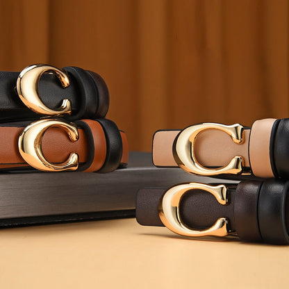 Dual Color Slim Belt with Detachable C-Buckle – Reversible Style