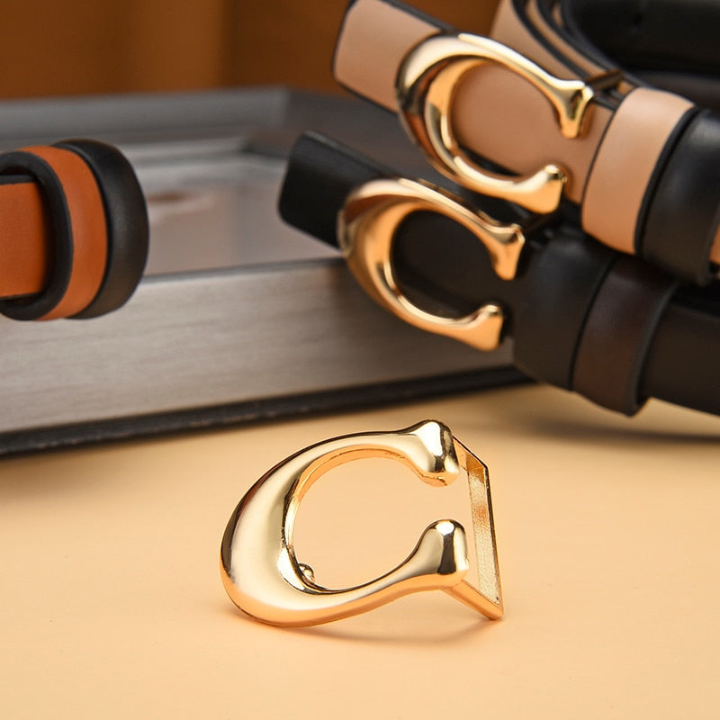 Dual Color Slim Belt with Detachable C-Buckle – Reversible Style