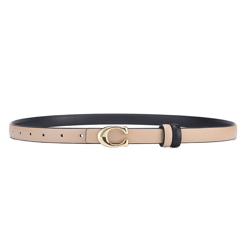 Dual Color Slim Belt with Detachable C-Buckle – Reversible Style