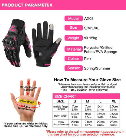 Women's Motorcycle Gloves with Touchscreen Tips & Breathable Mesh for Comfort