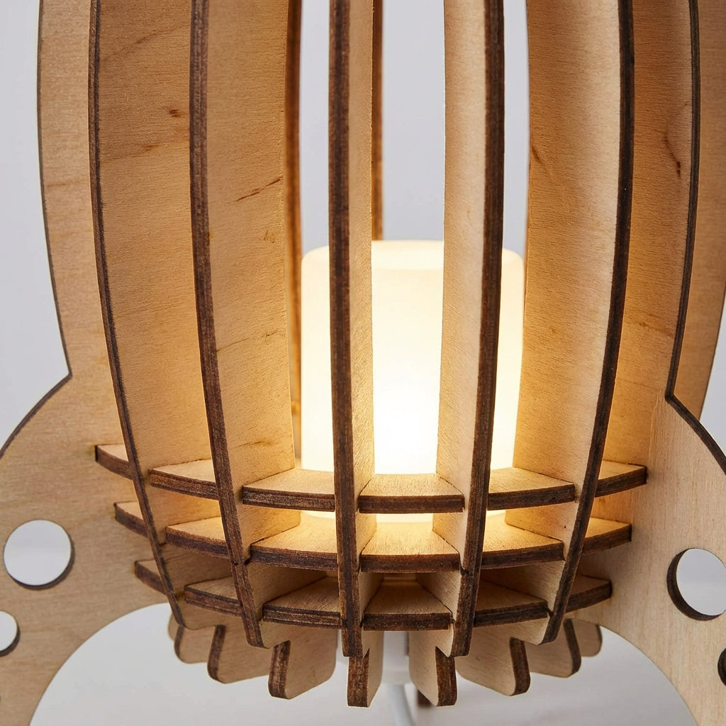 Handmade Wooden Table Lamp – Soft Ambient Light for Cozy Environments
