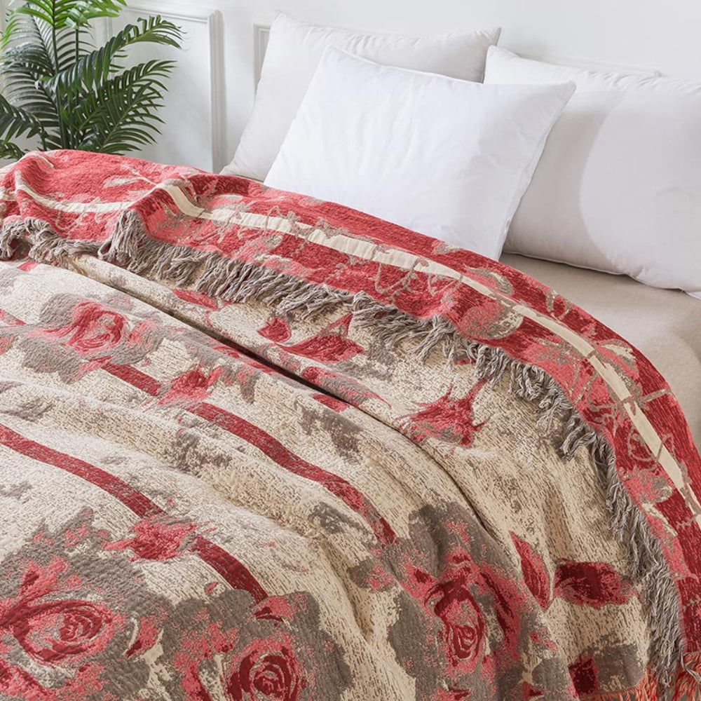 Floral Design Textured Throw Blanket