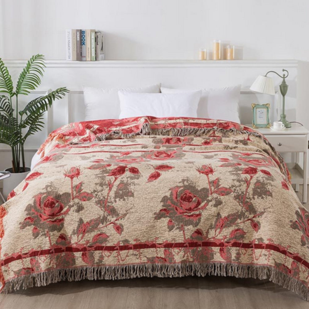 Floral Design Textured Throw Blanket