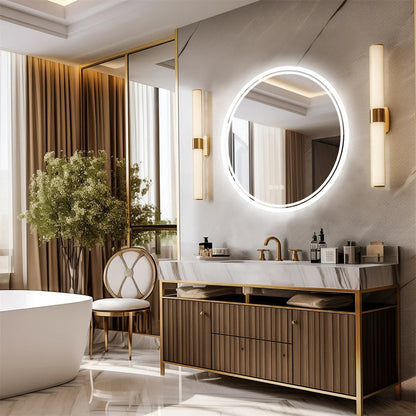 Dimmable Touch-Control LED Bathroom Mirror with Anti-Fog | Modern Round Design