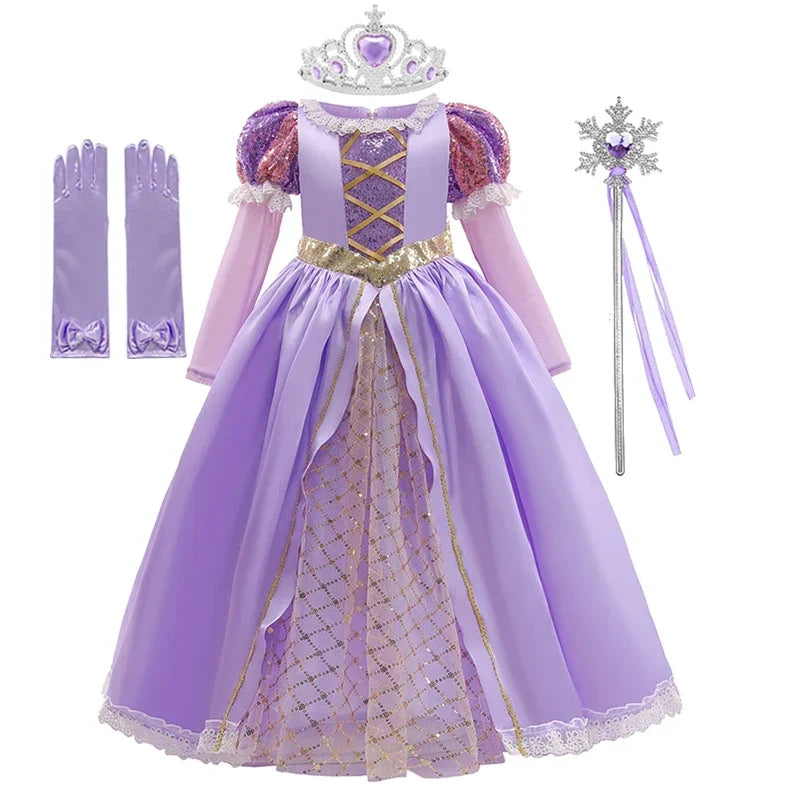 Charming Midi Dress for Girls with Elegant Puff Sleeves