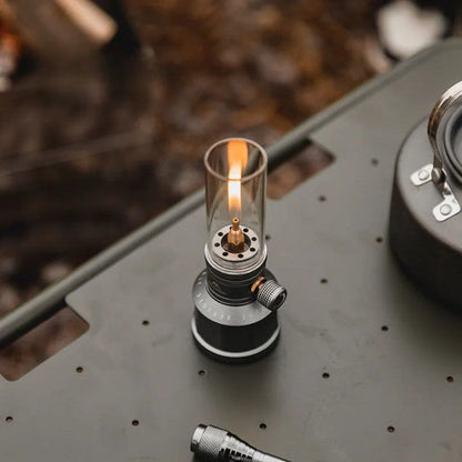 Versatile Camping Lantern with Flame Control and Sturdy Design