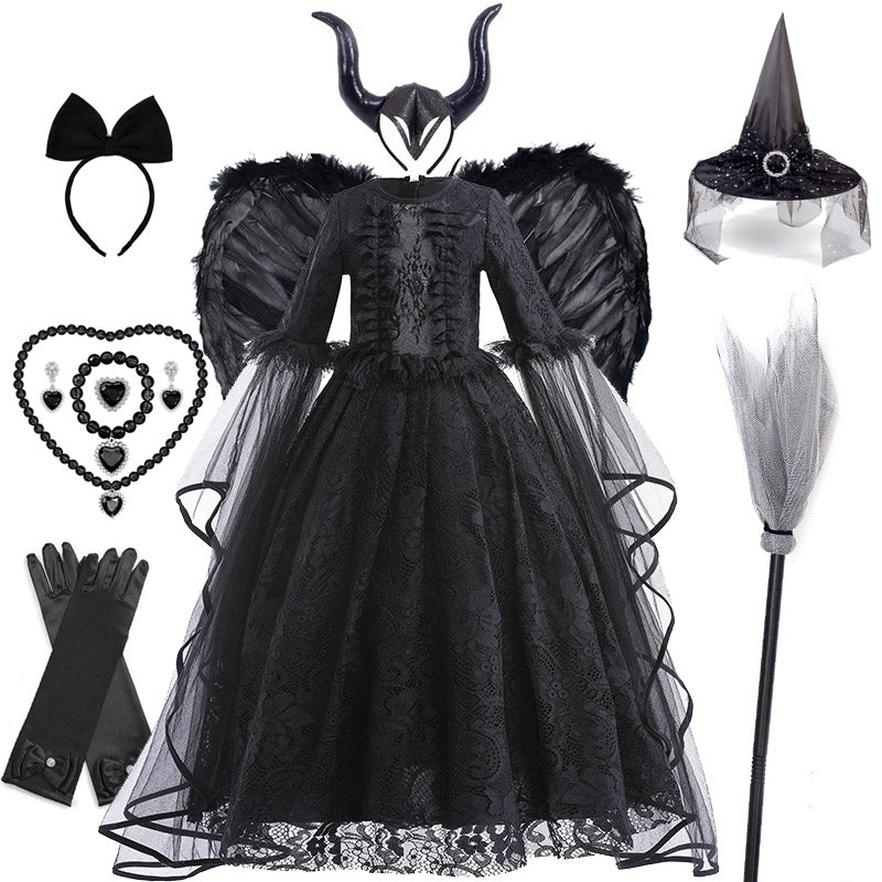 Majestic Villainess Costume Dress for Girls, Ages 4-6
