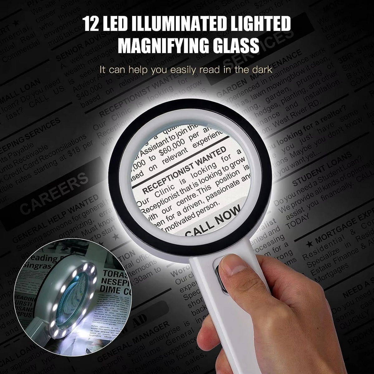 Compact 30X LED Magnifier for Effortless Reading