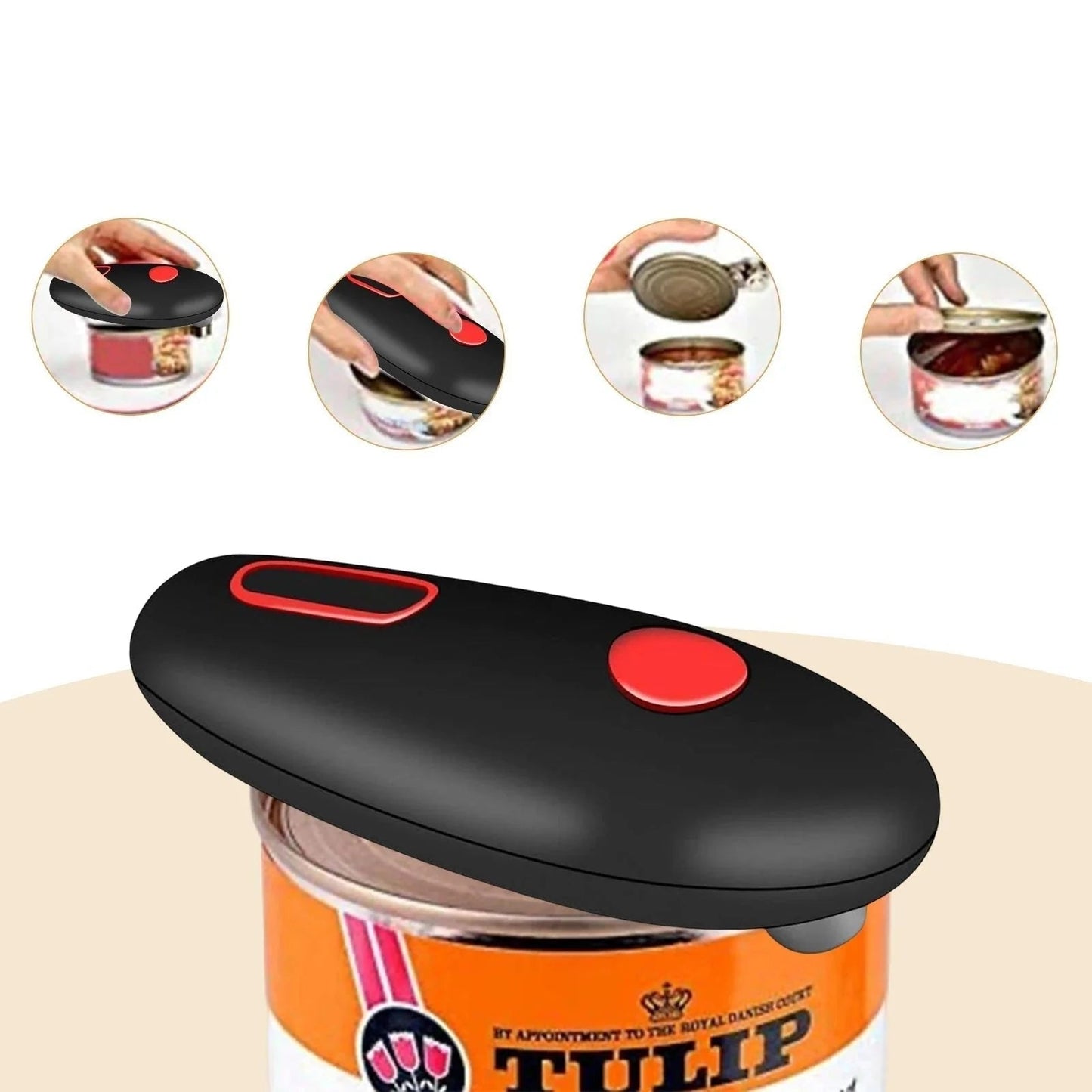 One-Touch Electric Can Opener with Smooth Edge Design