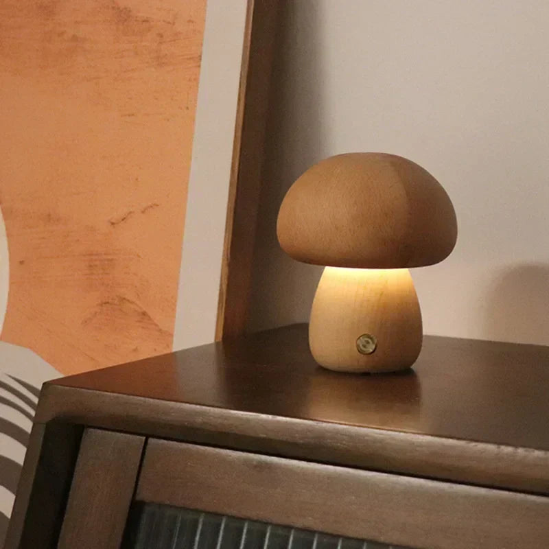 Touch-Controlled Minimalist Table Lamp with Mushroom Design