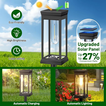 Waterproof Solar Pathway Lights with Dusk-to-Dawn Sensor, Set of 2