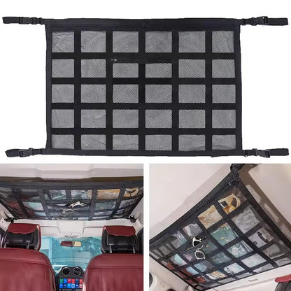 Overhead Storage Net for Vehicles with Easy Access Zipper