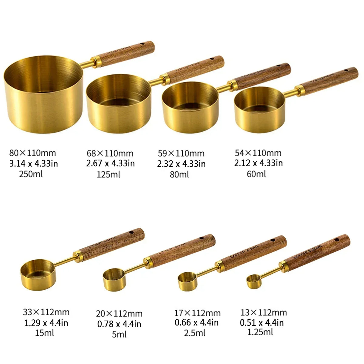 Precision Measuring Set with Wooden Handles – 8-Piece Collection