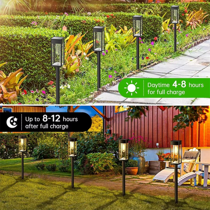 Waterproof Solar Pathway Lights with Dusk-to-Dawn Sensor, Set of 2