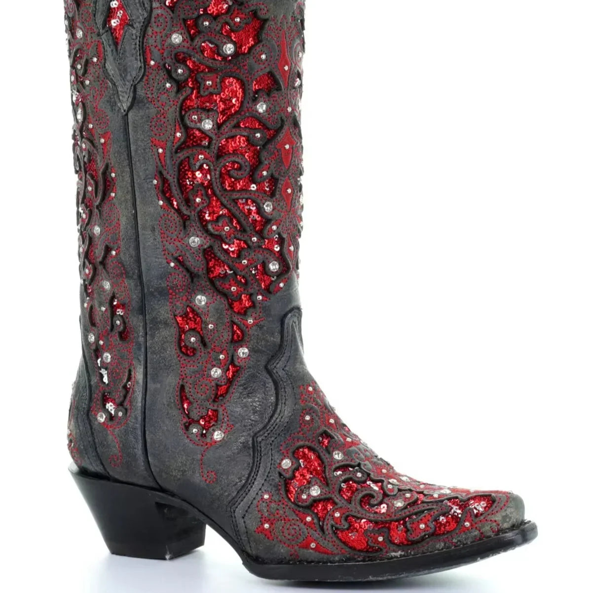 Glimmering Vintage-Inspired Long Boots with Stylish Heel