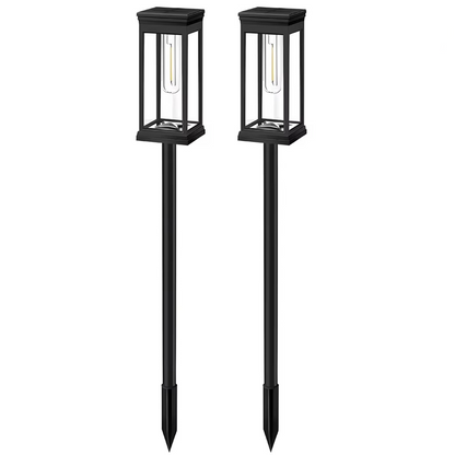Waterproof Solar Pathway Lights with Dusk-to-Dawn Sensor, Set of 2
