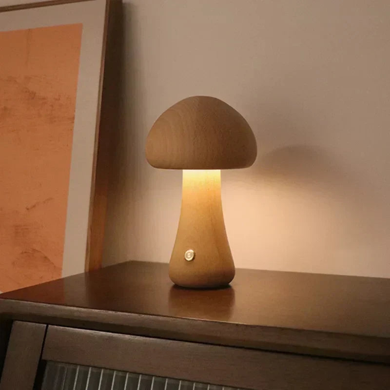 Touch-Controlled Minimalist Table Lamp with Mushroom Design