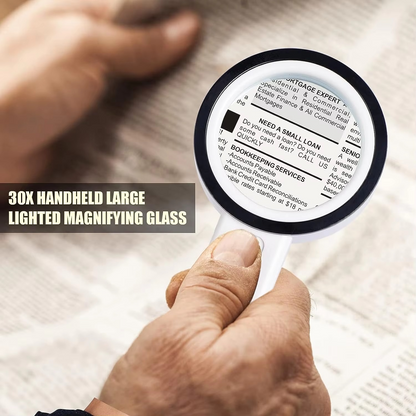 Compact 30X LED Magnifier for Effortless Reading