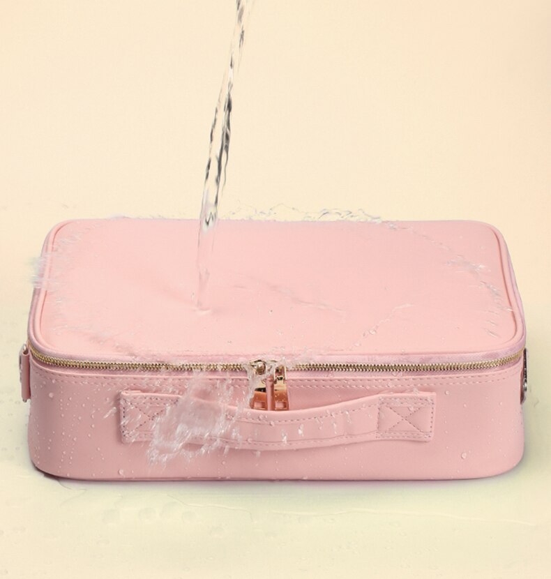 Stylish Makeup Storage Case with Adjustable LED Mirror