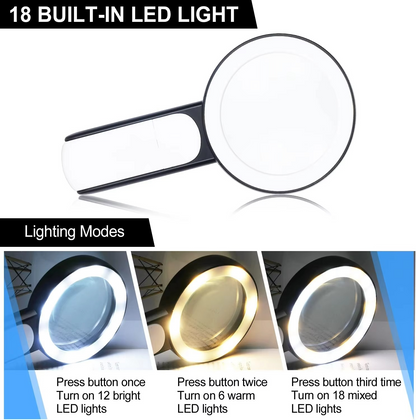 High-Powered 30x Handheld Magnifier with Bright LED Lights