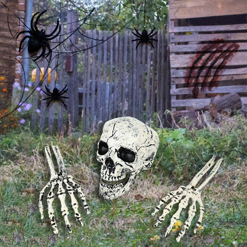 Eerie Life-sized Skull Decoration with Realistic Bone Texture