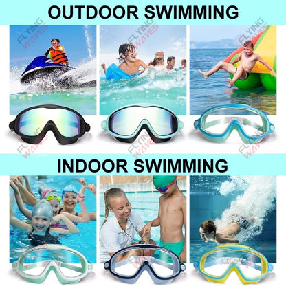 Swimming Goggles for Kids - Anti-Fog, Wide View, UV Protection, Ages 3-15