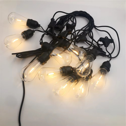 20ft Outdoor String Lights with Edison Bulbs – Waterproof Warm Glow