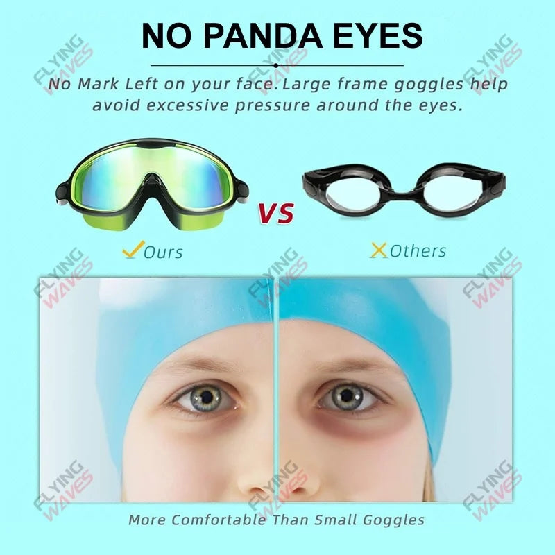 Swimming Goggles for Kids - Anti-Fog, Wide View, UV Protection, Ages 3-15
