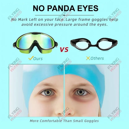 Swimming Goggles for Kids - Anti-Fog, Wide View, UV Protection, Ages 3-15