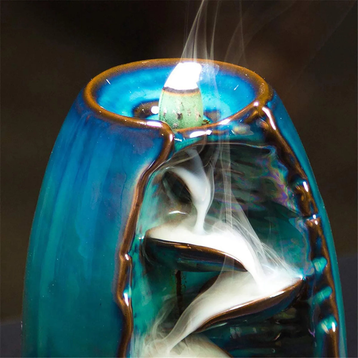 Serenity Cascade Ceramic Incense Holder with 50 Aroma Cones