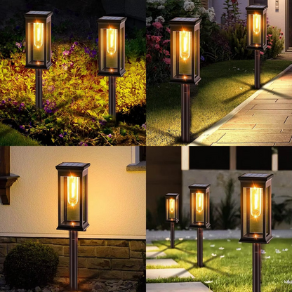 Waterproof Solar Pathway Lights with Dusk-to-Dawn Sensor, Set of 2