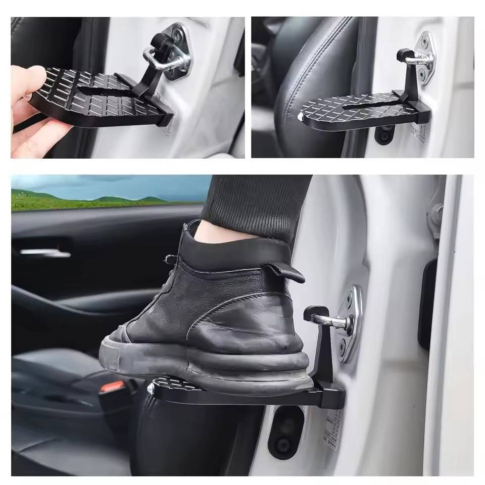 Aluminum Alloy Foldable Step for Vehicle Roof Access - Universal Pedal with Window Breaker for SUV, RV, Truck