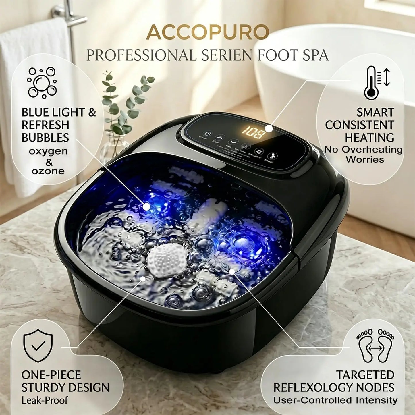 Electric Foot Spa Soaking Tub with Ozone - Massager and Temp Control
