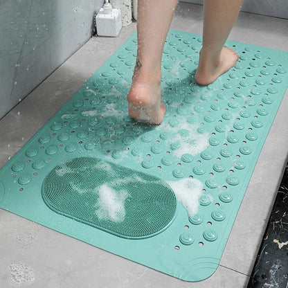 Non-Slip Bath Mat with Integrated Foot Scrubber for Safety and Cleanliness