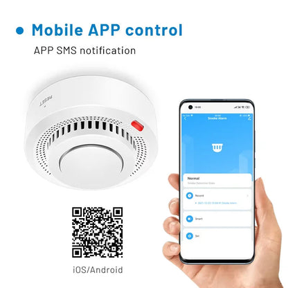 Smart WiFi Smoke Alarm with 85dB Siren & Mobile Notifications – Dual Mode Safety