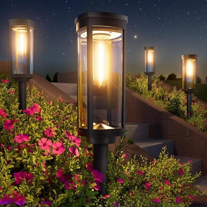 Waterproof Solar Pathway Lights with Dusk-to-Dawn Sensor, Set of 2