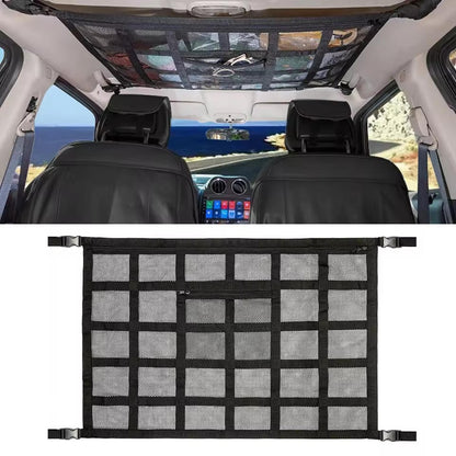 Overhead Storage Net for Vehicles with Easy Access Zipper