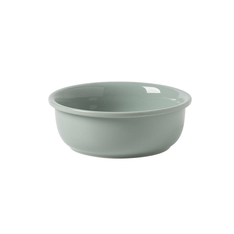 Elevated Ceramic Cat Dish with Customizable Oak Stand