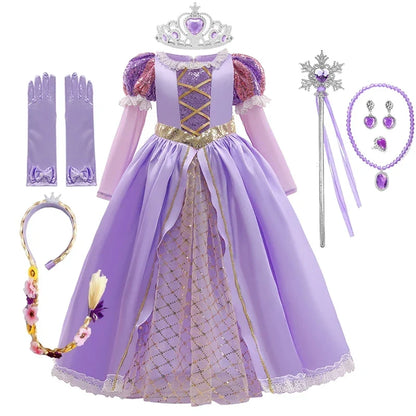 Charming Midi Dress for Girls with Elegant Puff Sleeves