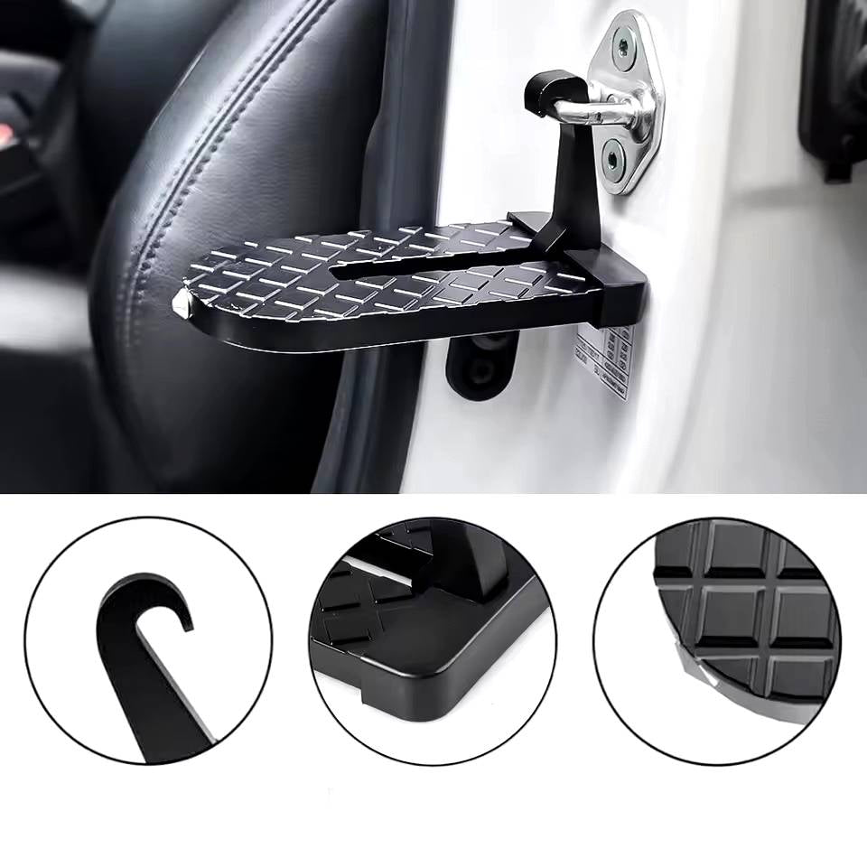 Aluminum Alloy Foldable Step for Vehicle Roof Access - Universal Pedal with Window Breaker for SUV, RV, Truck