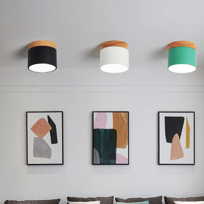 Compact Scandinavian Ceiling Light with Switchable 3-Color LED Feature