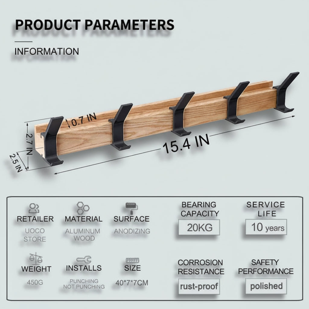 Adjustable Hook Coat Rack for Wall – Chic Entryway Organizer