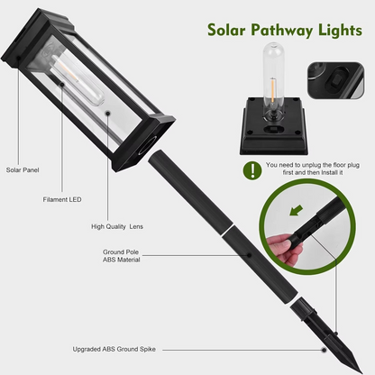 Waterproof Solar Pathway Lights with Dusk-to-Dawn Sensor, Set of 2