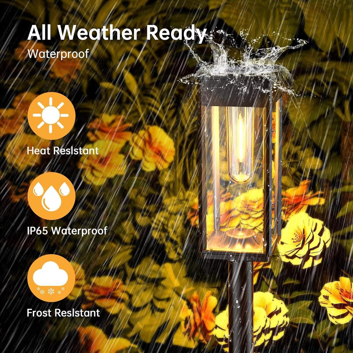 Waterproof Solar Pathway Lights with Dusk-to-Dawn Sensor, Set of 2
